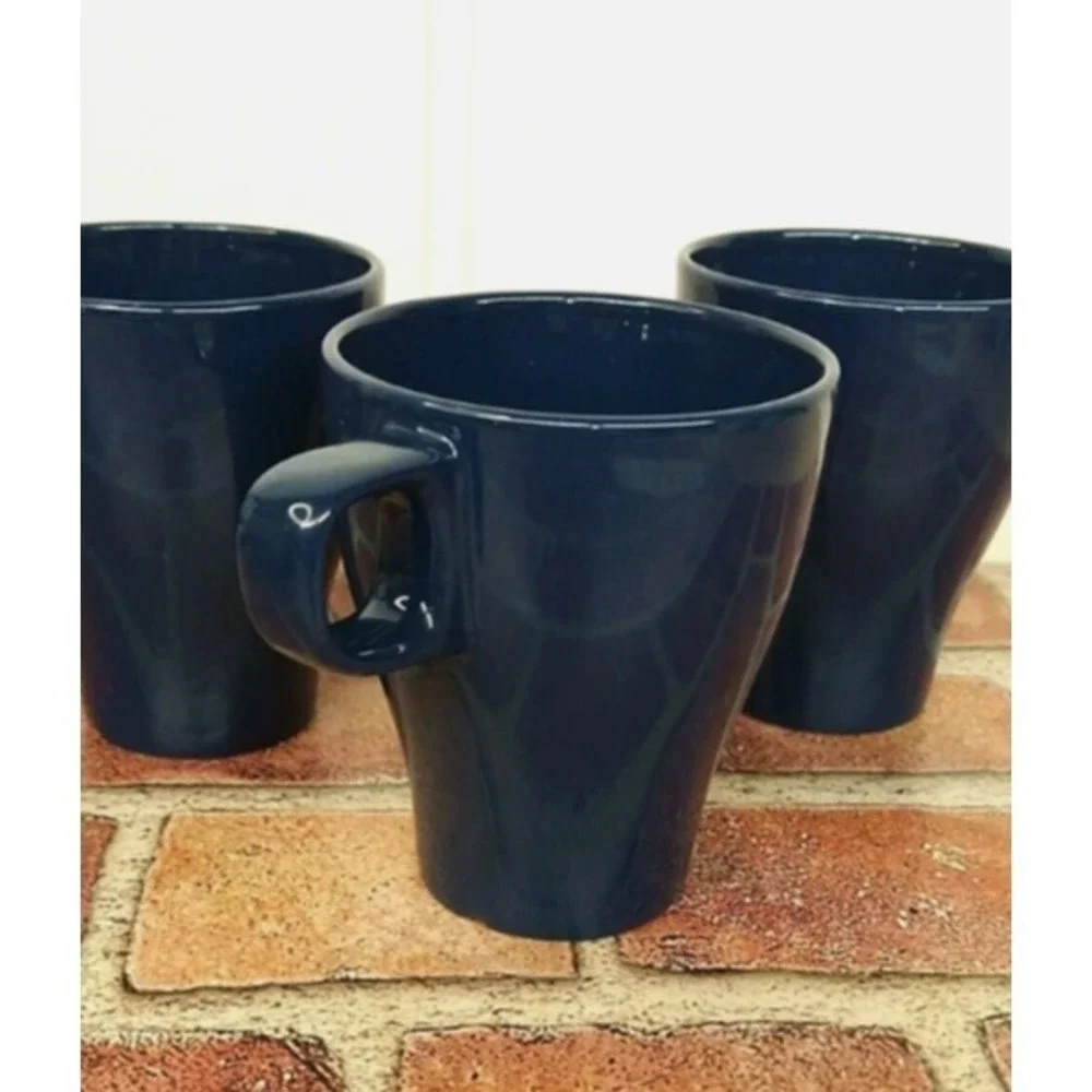 IKEA Fargrik Mugs Blue (Set of 3) Coffee Tea Stoneware‎ Cup #21533 Stackable